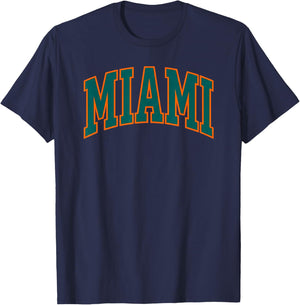 Miami Classic Block Typography Graphic T-Shirt - T-Shirt | Navy
