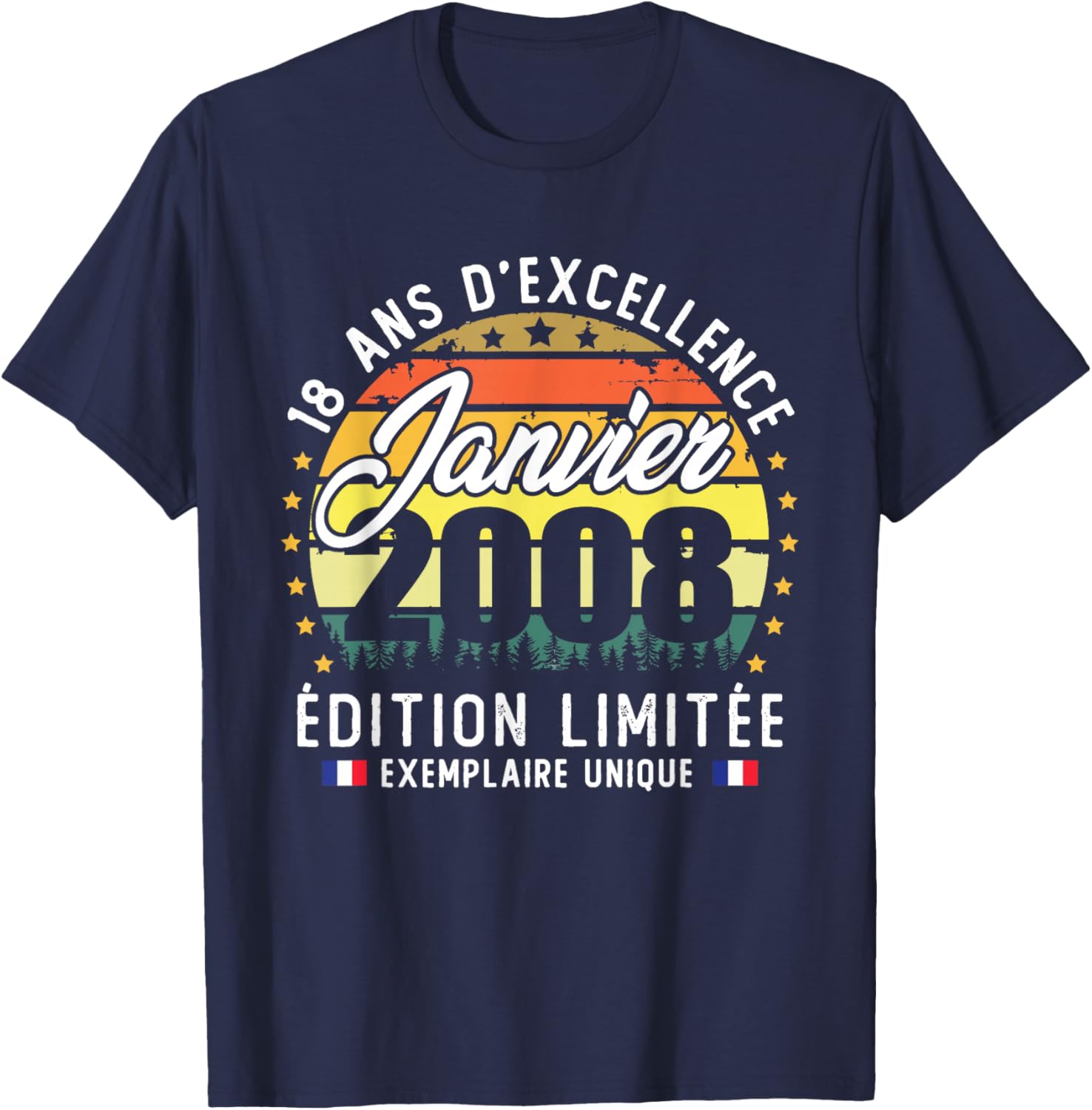 Vintage January 2008 Birthday Gift 18 Years for Boys T-Shirt - T-Shirt | Navy
