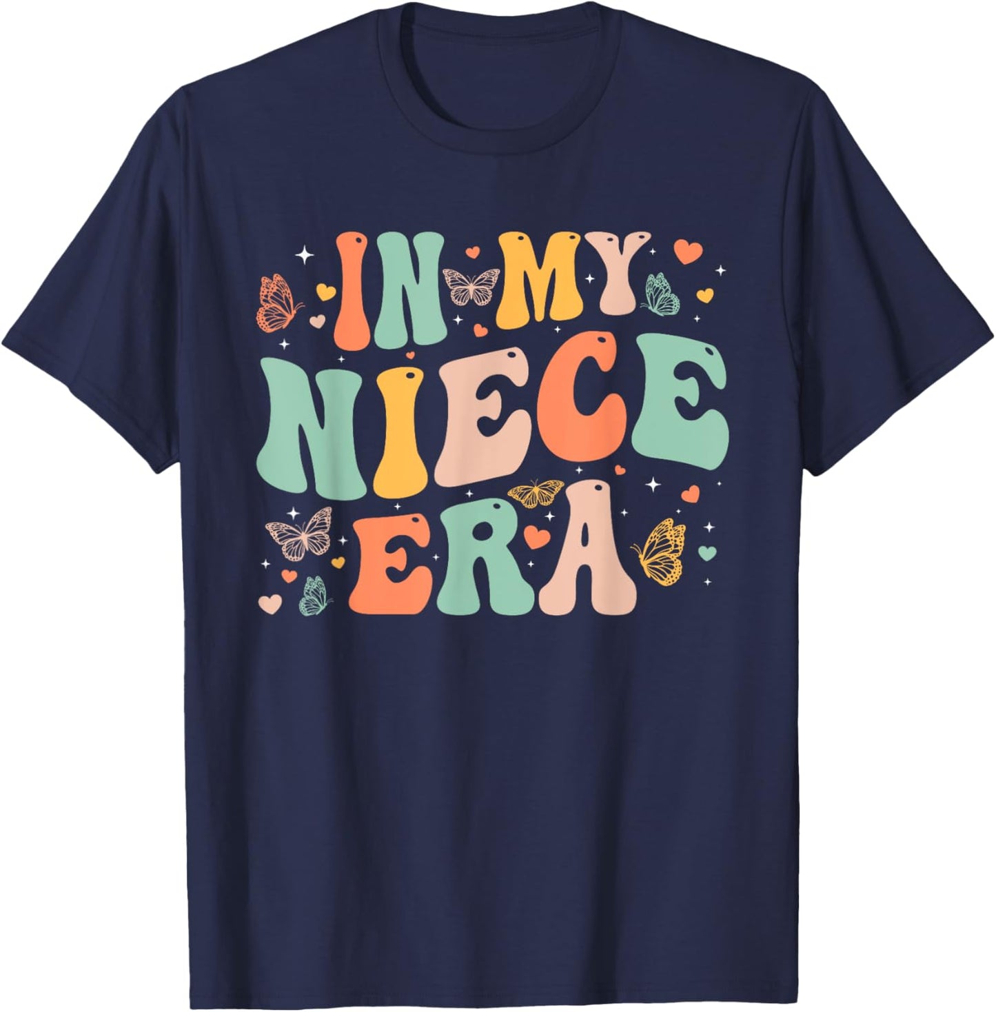 Retro Groovy In My Niece Era Mother's Day Kids Girls T-Shirt - T-Shirt | Navy
