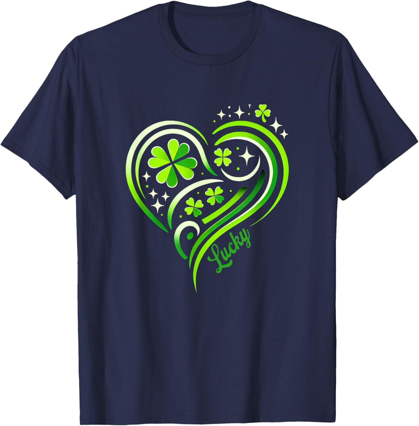 Lucky Heart Design with Shamrocks for St. Patrick's Day T-Shirt - T-Shirt | Navy