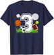 Kids 3rd Birthday Sports Birthday Theme Three Year Old Boy T-Shirt - T-Shirt | Navy