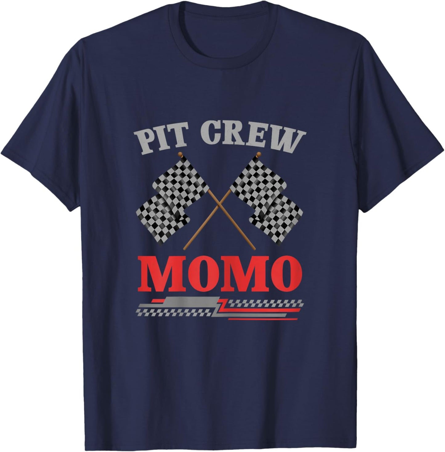 Retro Pit Crew Momo Gifts For Mother's Day Race Car Mom Momo T-Shirt - T-Shirt | Navy