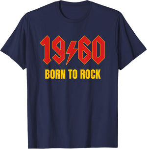 1960 Born to Rock Funny 65th Sixty Five Birthday Men Women T-Shirt - T-Shirt | Navy