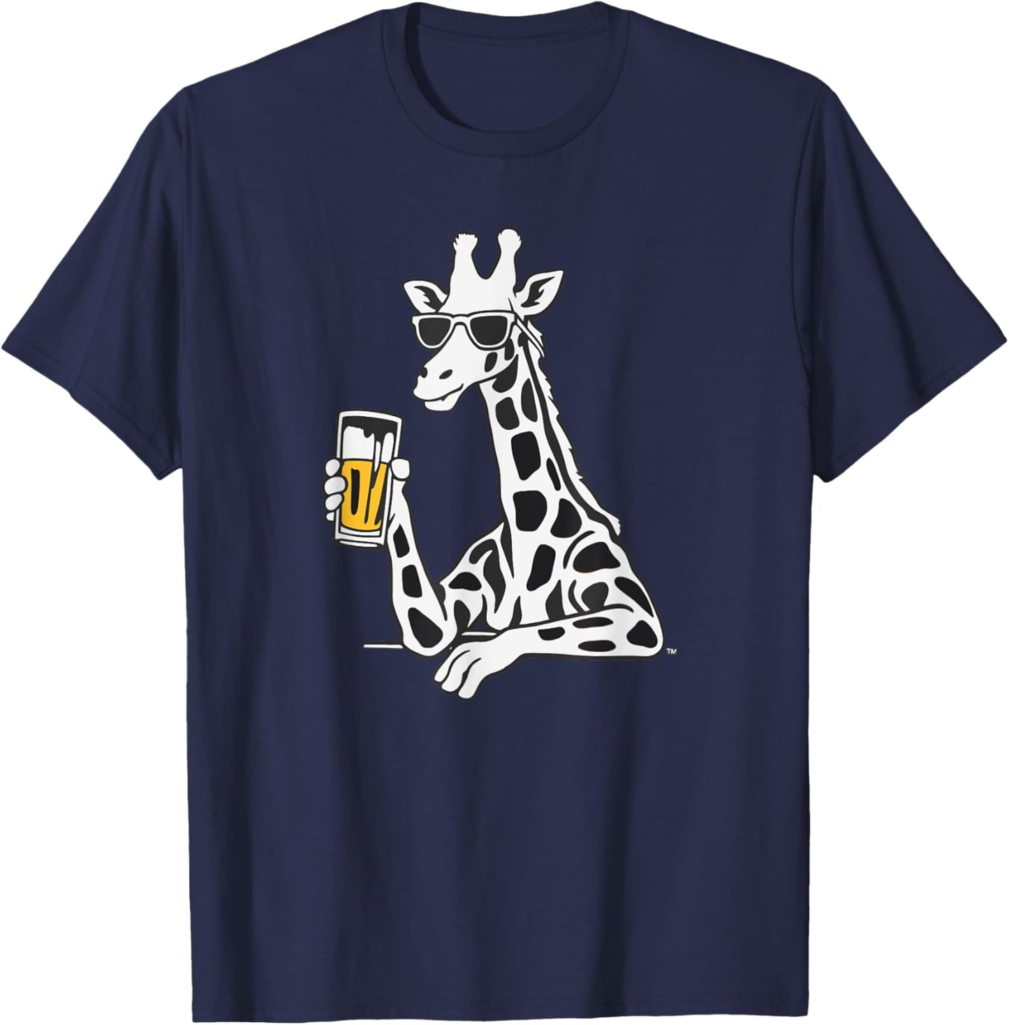 Cool Sunglasses Giraffe Drinking Beer Giraffes T-Shirt - T-Shirt | Navy
