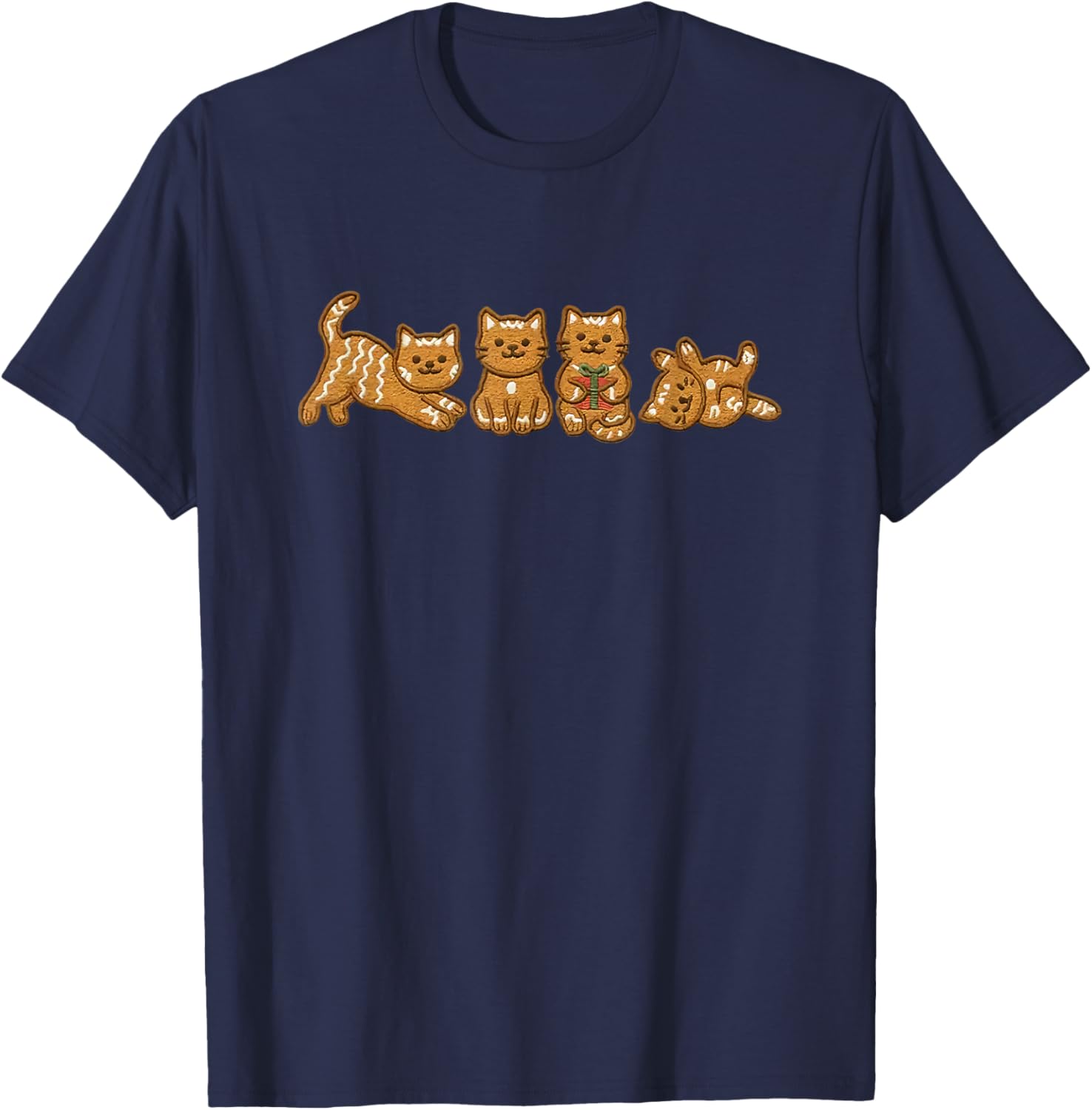 Gingerbread cat Christmas T-Shirt - T-Shirt | Navy