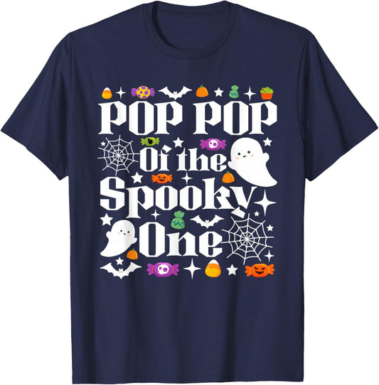 Pop Pop of The Spooky One Halloween First Birthday Boy T-Shirt - T-Shirt | Navy
