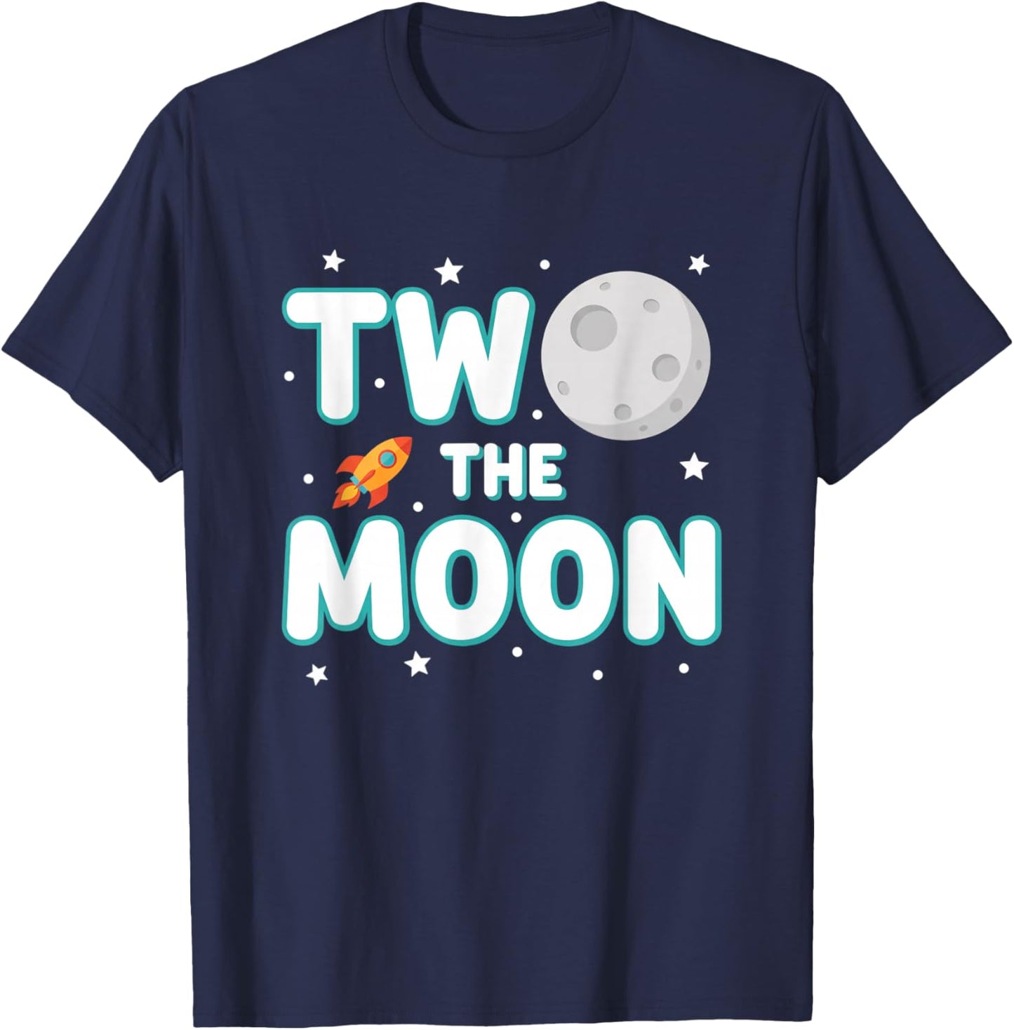 Mom Two The Moon Mom, Space Party for 2nd Birthday T-Shirt - T-Shirt | Navy