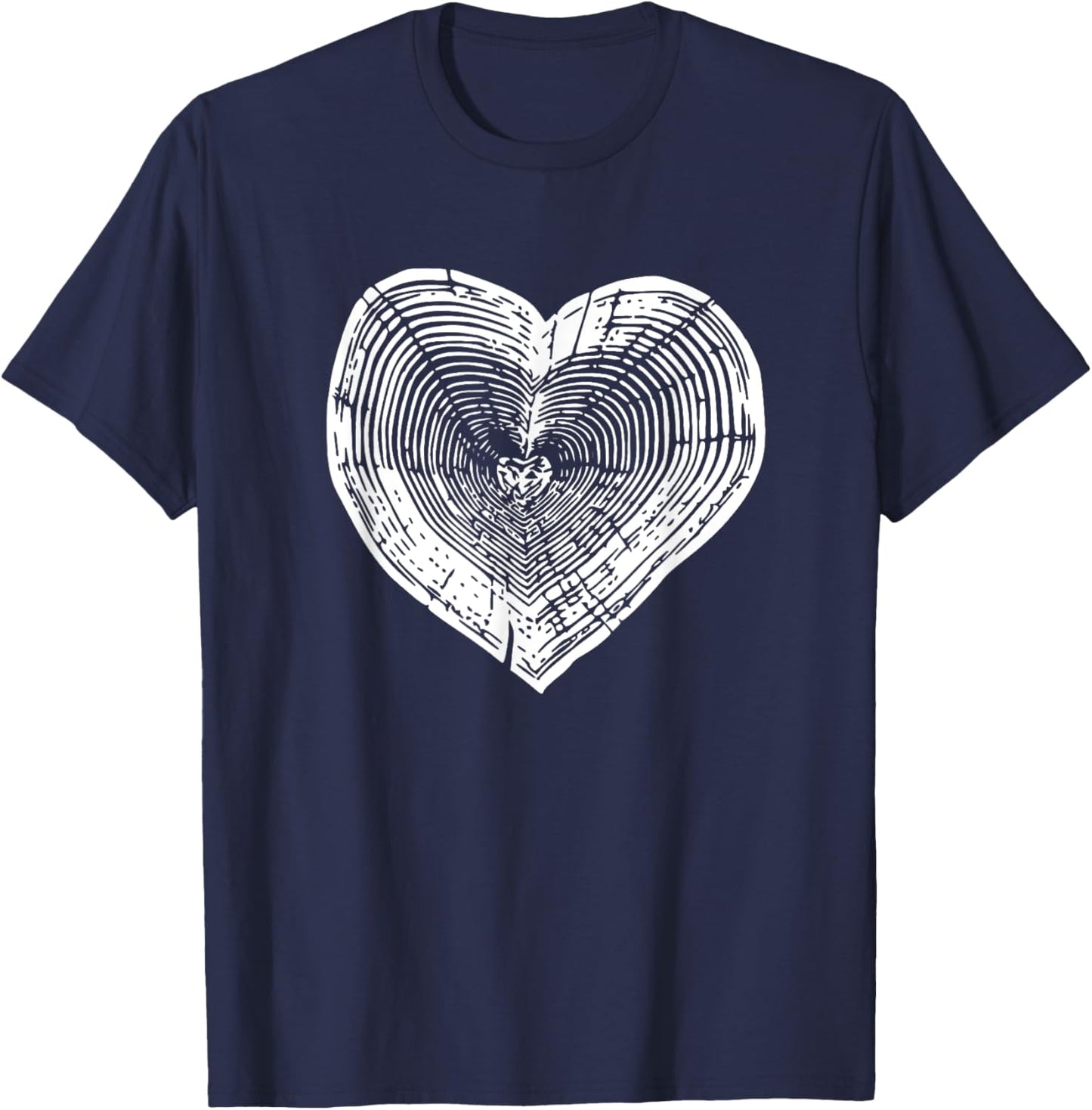 Outdoor Nature Lover Tree Ring Heart Earth Day T-Shirt - T-Shirt | Navy