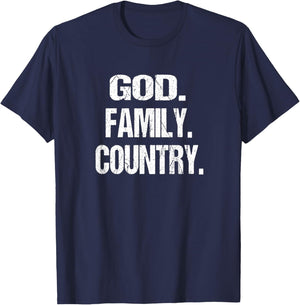 God Family Country Christian American Patriotic United Stand T-Shirt - T-Shirt | Navy