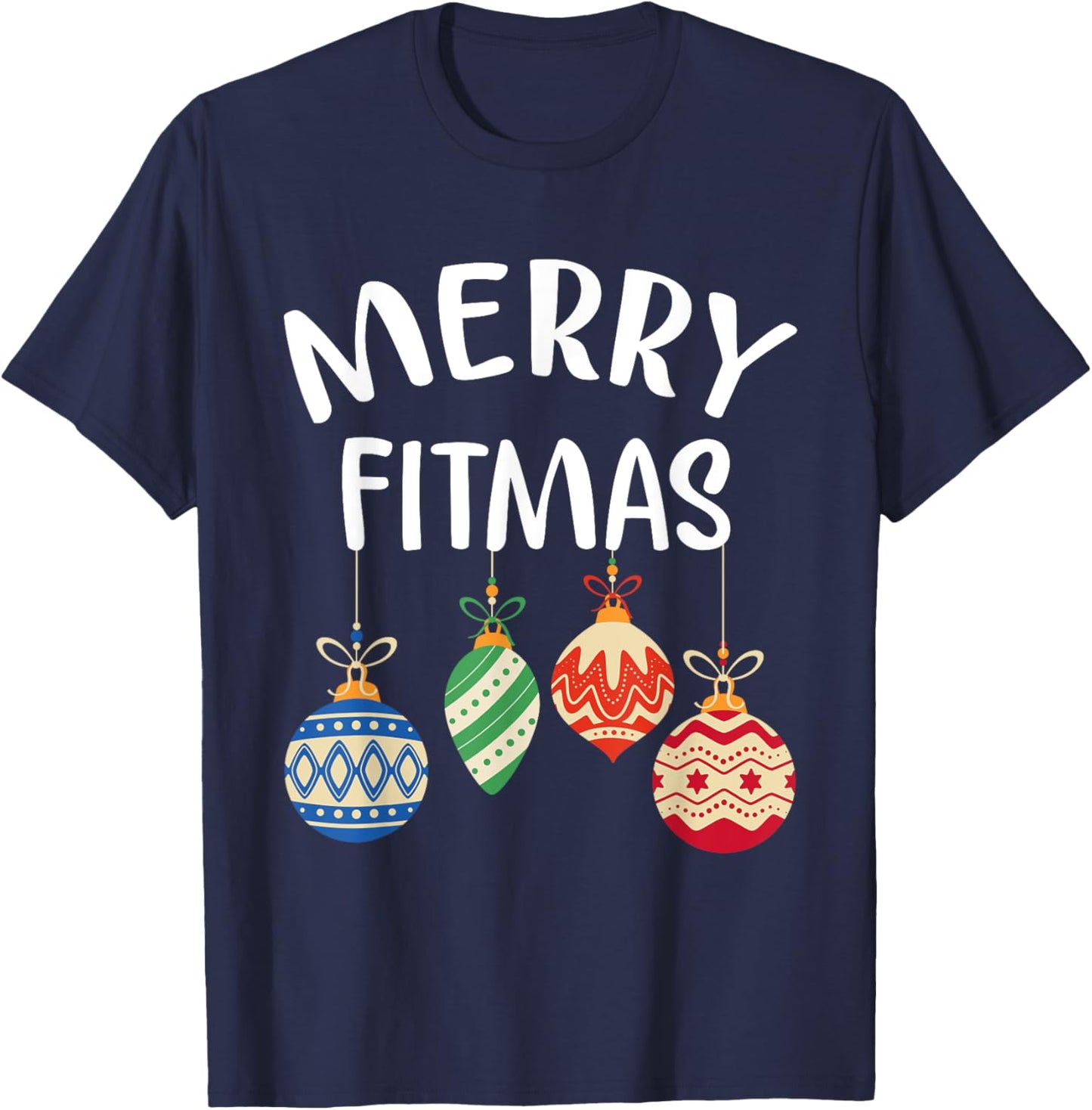 Merry Fitmas for Christmas Workout Xmas Gym Holiday Fitness T-Shirt - T-Shirt | Navy
