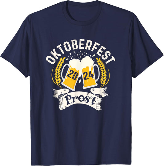 Oktoberfest 2024 Prost German beer drinking T-Shirt - T-Shirt | Navy