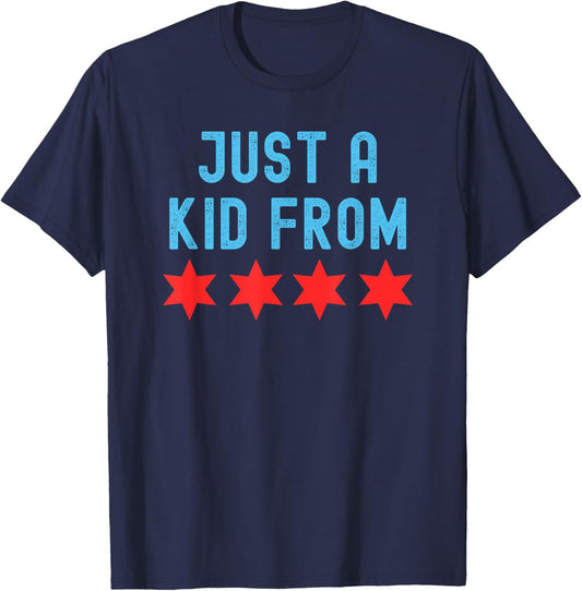 Just a Kid from Chicago City Flag T-Shirt - T-Shirt | Navy