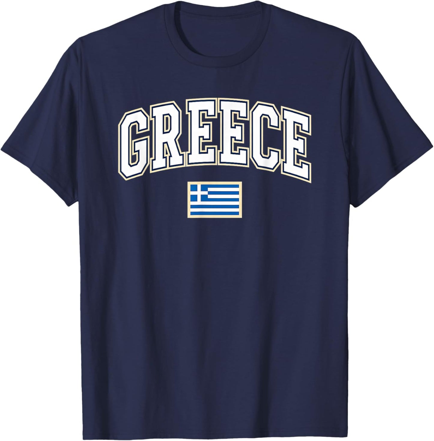 Greece Flag Greek Letters Travel Style Design T-Shirt - T-Shirt | Navy