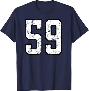 White and Black Sports Number 59 Jersey Uniform Player T-Shirt - T-Shirt | Navy