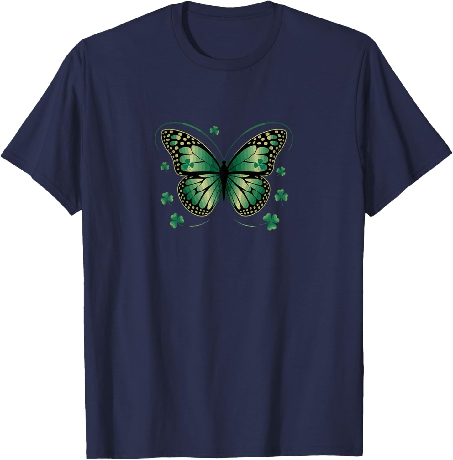 Elegant Shamrock Butterfly St Patrick's Day T-Shirt - T-Shirt | Navy