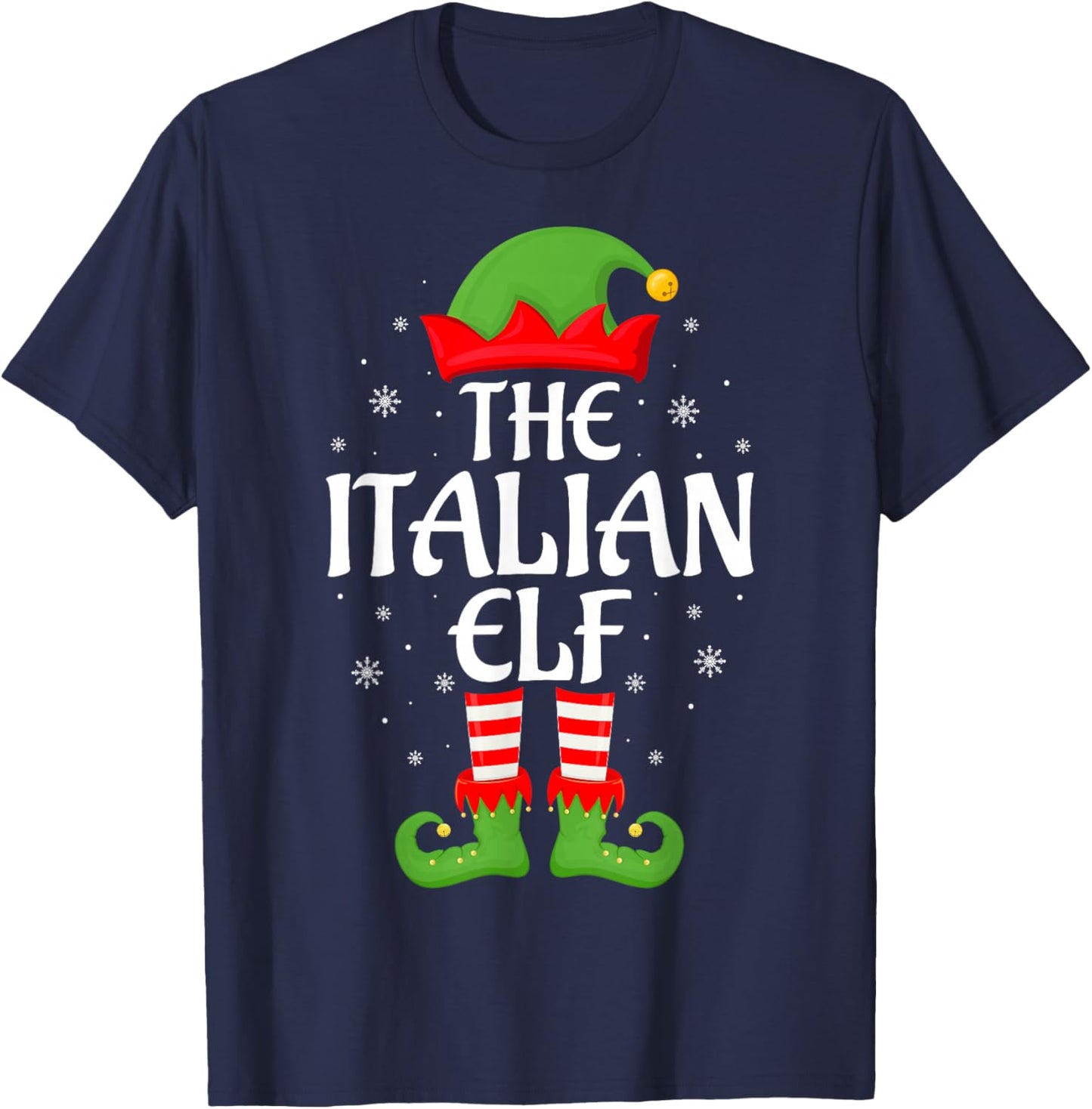 Italian Elf Xmas Family Matching Elf Squad Christmas T-Shirt - T-Shirt | Navy