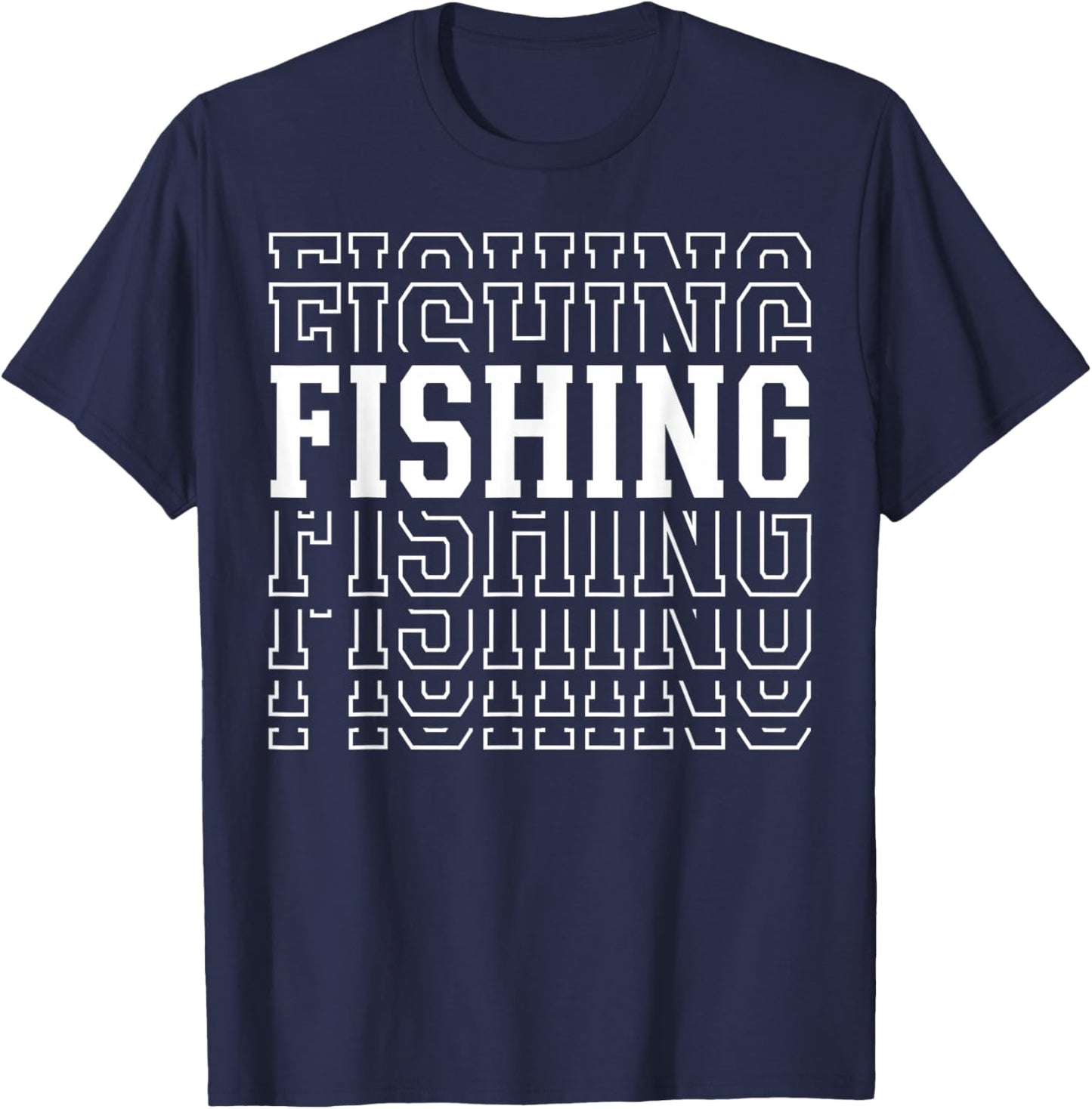 Fishing Funny Layered Text Fisherman Fisher Youth T-Shirt - T-Shirt | Navy