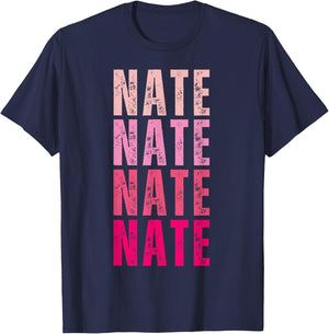Nate Personalized Name I Love Nate Vintage T-Shirt - T-Shirt | Navy