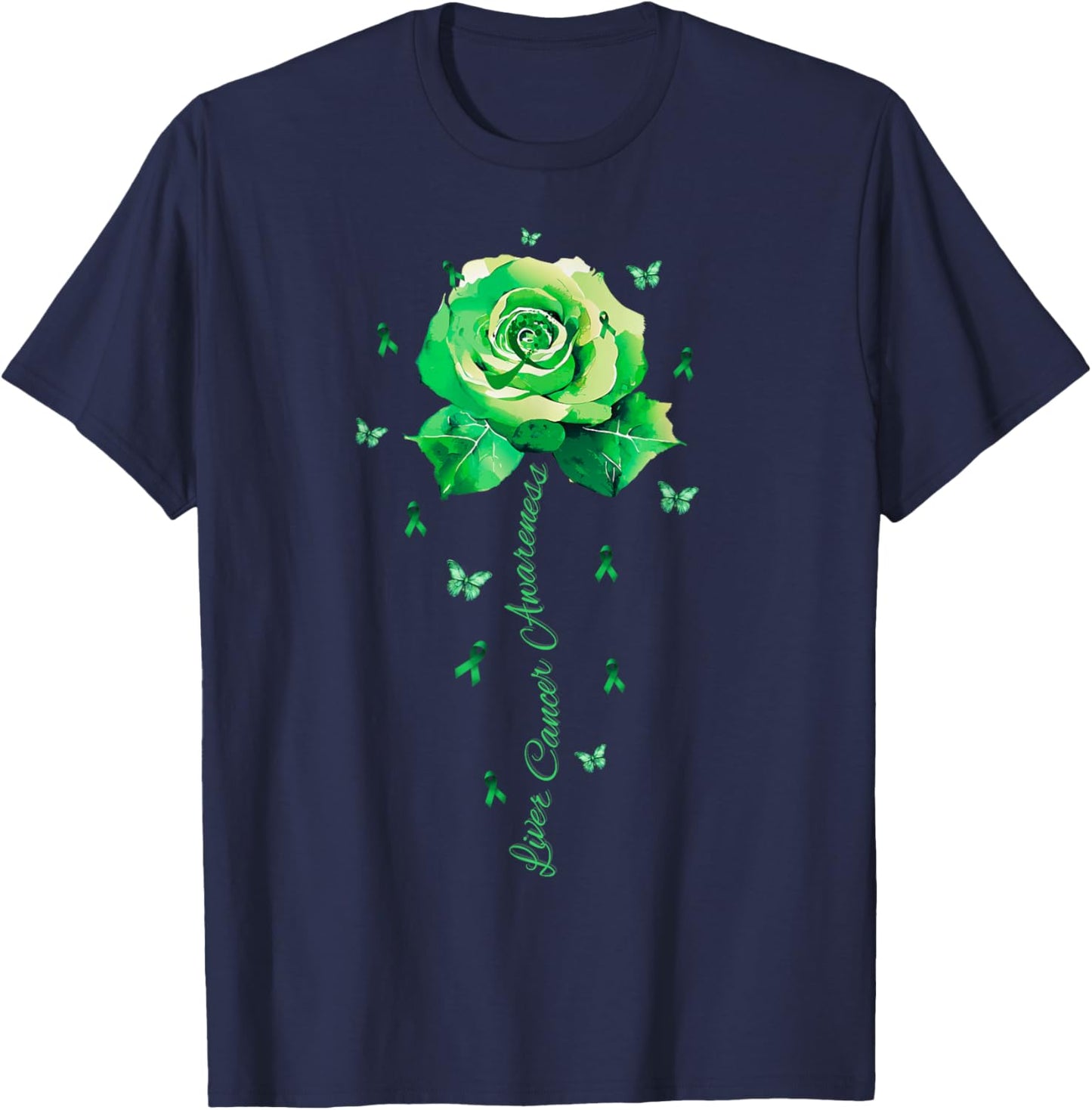Flower Liver Cancer Awareness Shirt T-Shirt - T-Shirt | Navy