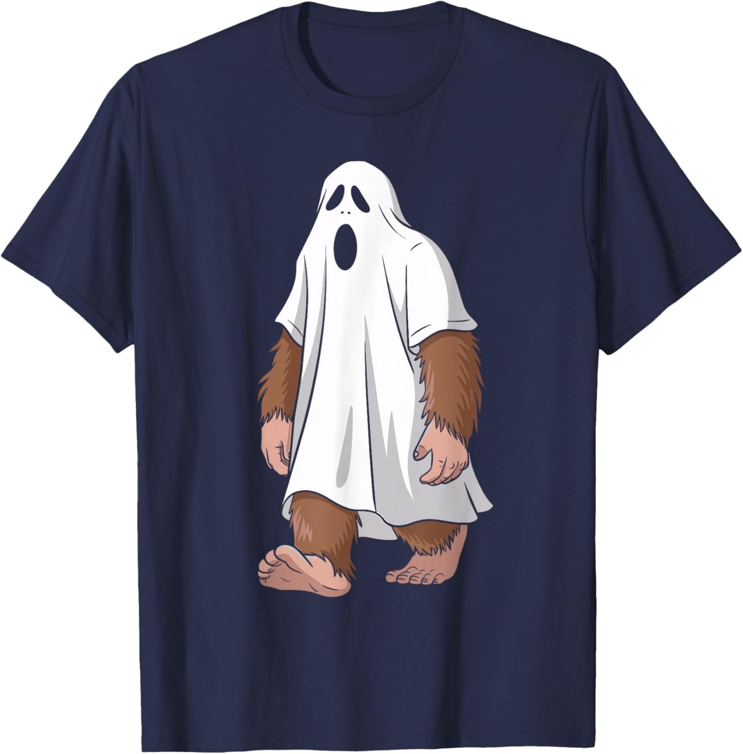 Funny Ghost Bigfoot Lovers Spooky Halloween Costume T-Shirt - T-Shirt | Navy