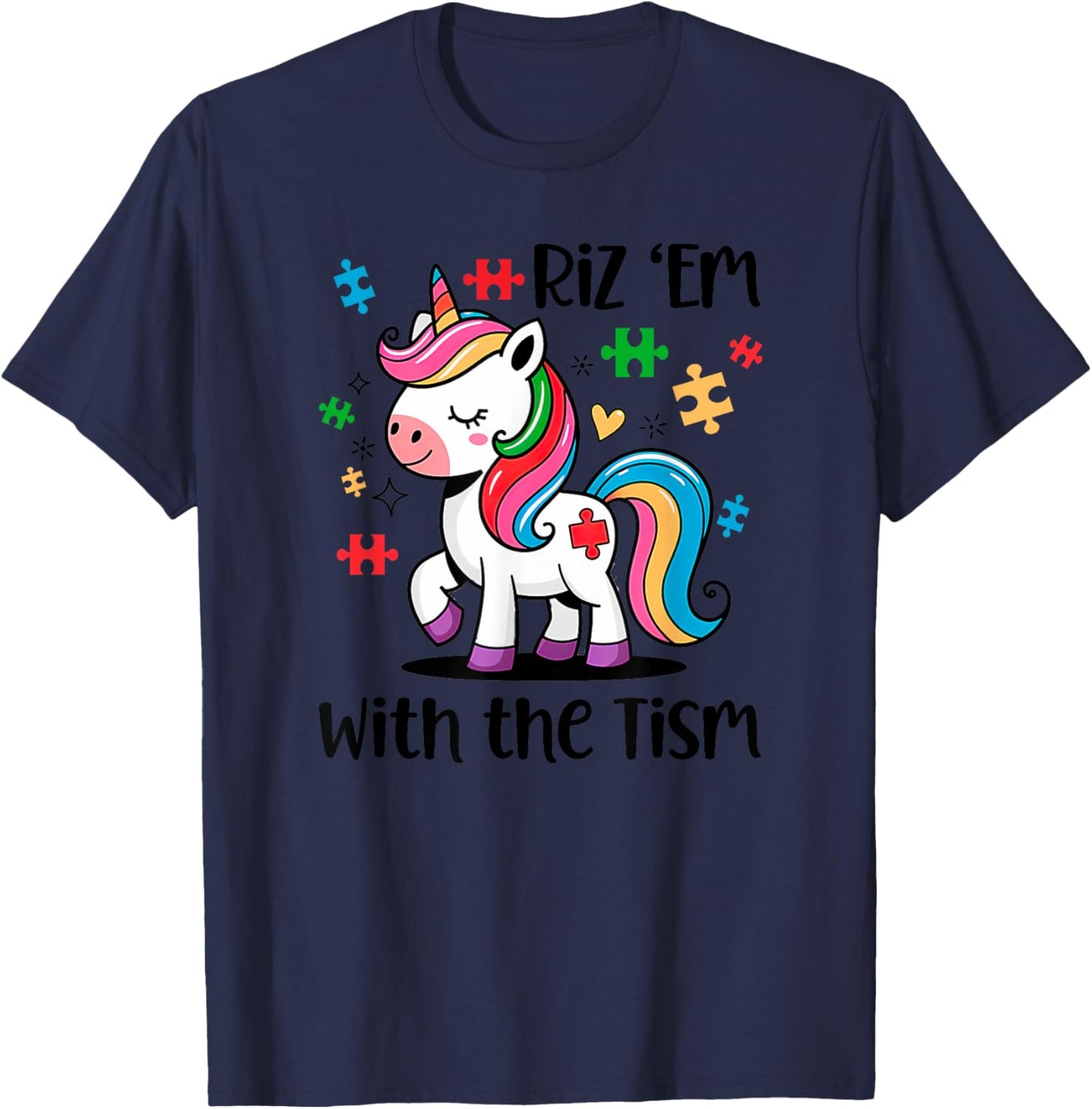 Riz 'Em with the Tism Unicorn for Kids T-Shirt - T-Shirt | Navy