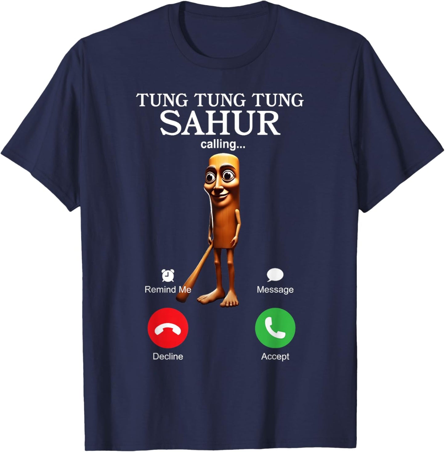 Tung Tung Tung Sahur nennt Funny Italian Brainrot albern T-Shirt - T-Shirt | Navy