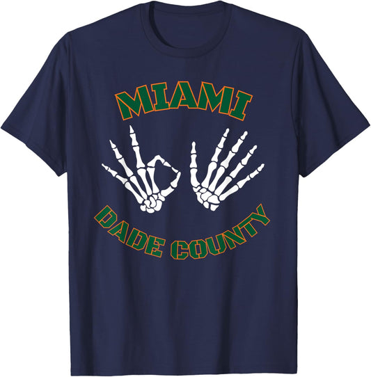 Miami Dade County 305 Skeleton Hands T-Shirt - T-Shirt | Navy