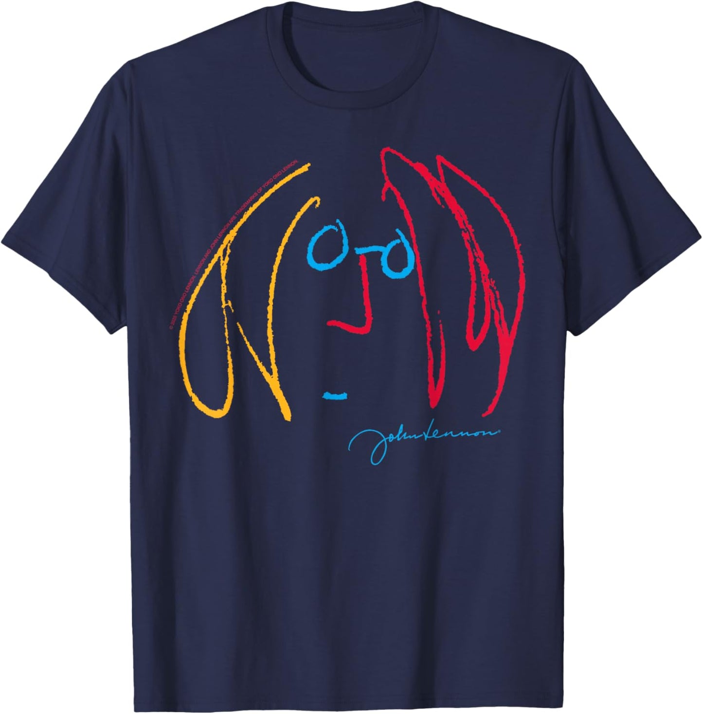 John Lennon Colorful Line Art Design T-Shirt - T-Shirt | Navy