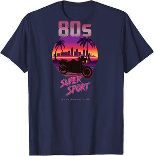 Moto Supersport Années 80 Synthwave Retro Sportbike Rider Haut de Gamme T-Shirt - T-Shirt | Navy