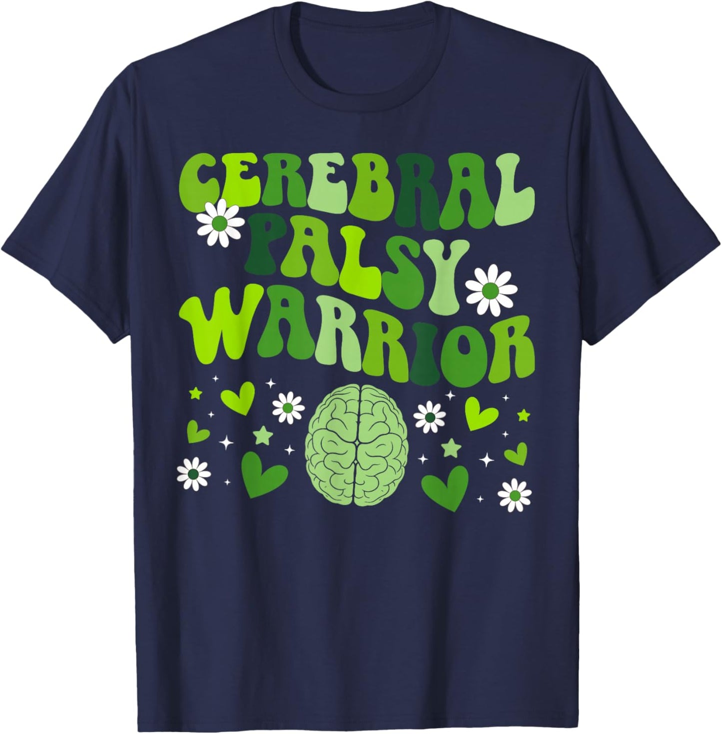 Cerebral Palsy Warrior Groovy CP Awareness Month T-Shirt - T-Shirt | Navy