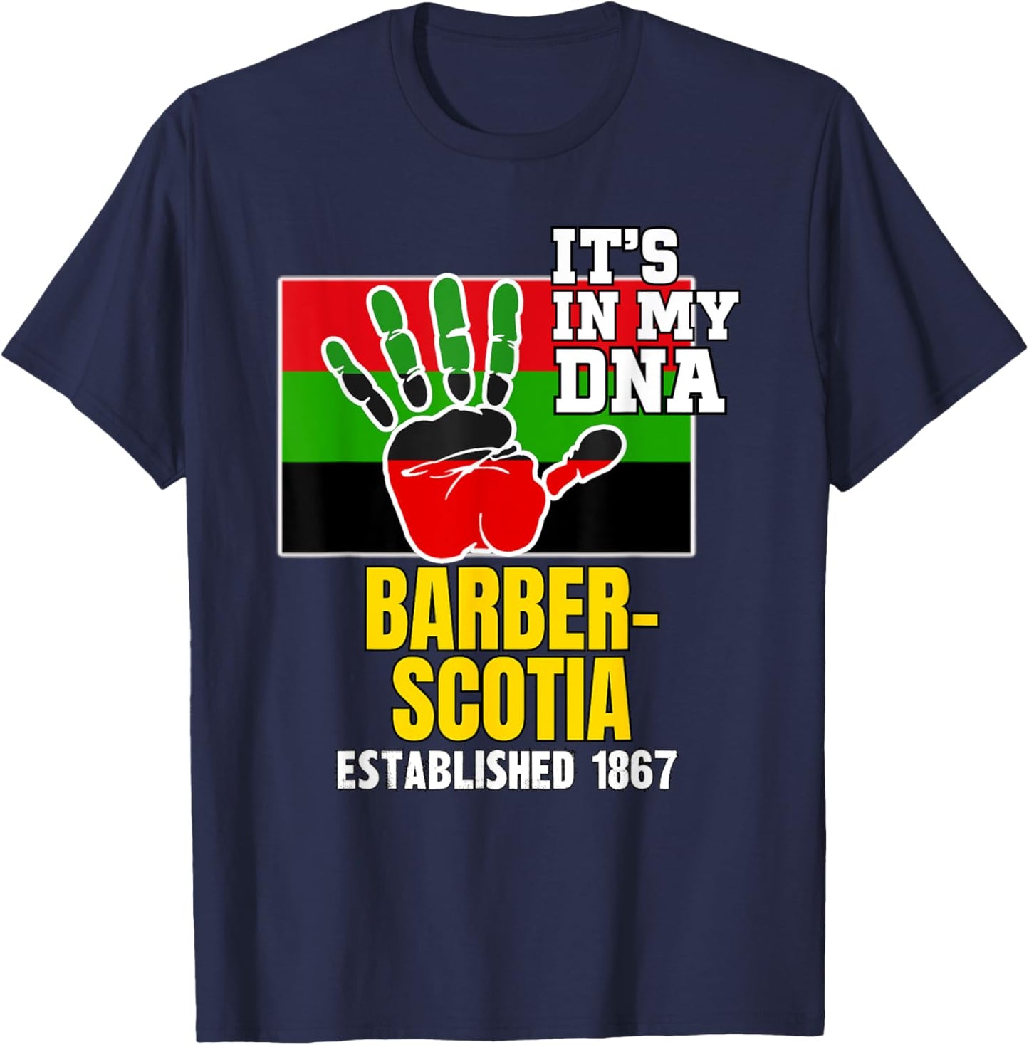 Barber–Scotia, BSC, Red, Black and Green HBCU T-Shirt - T-Shirt | Navy