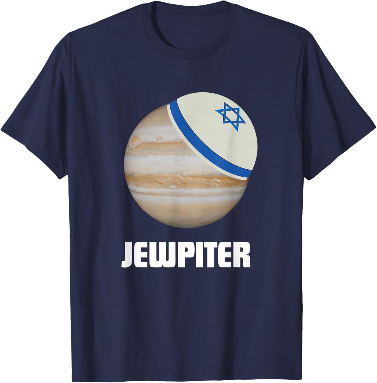Jewpiter Funny Jupiter Joke Jewish Humor Pun Kippah T-Shirt - T-Shirt | Navy