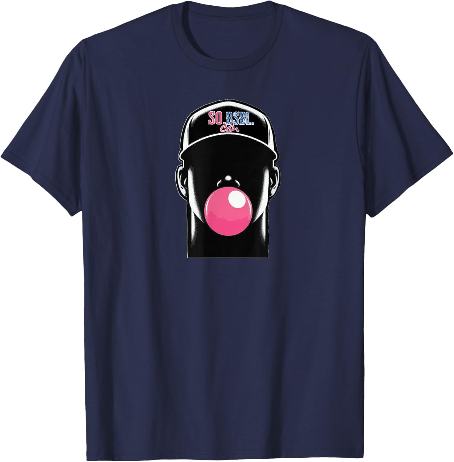 Baseball Player Bubble Gum T-Shirt - T-Shirt | Navy