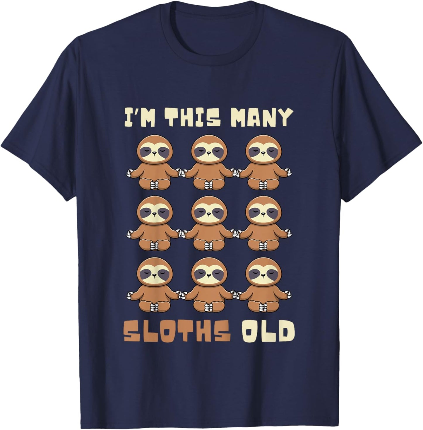 Kids I'm This Many Sloths Old Sloth 9th Birthday 9 Years Old Bday T-Shirt - T-Shirt | Navy
