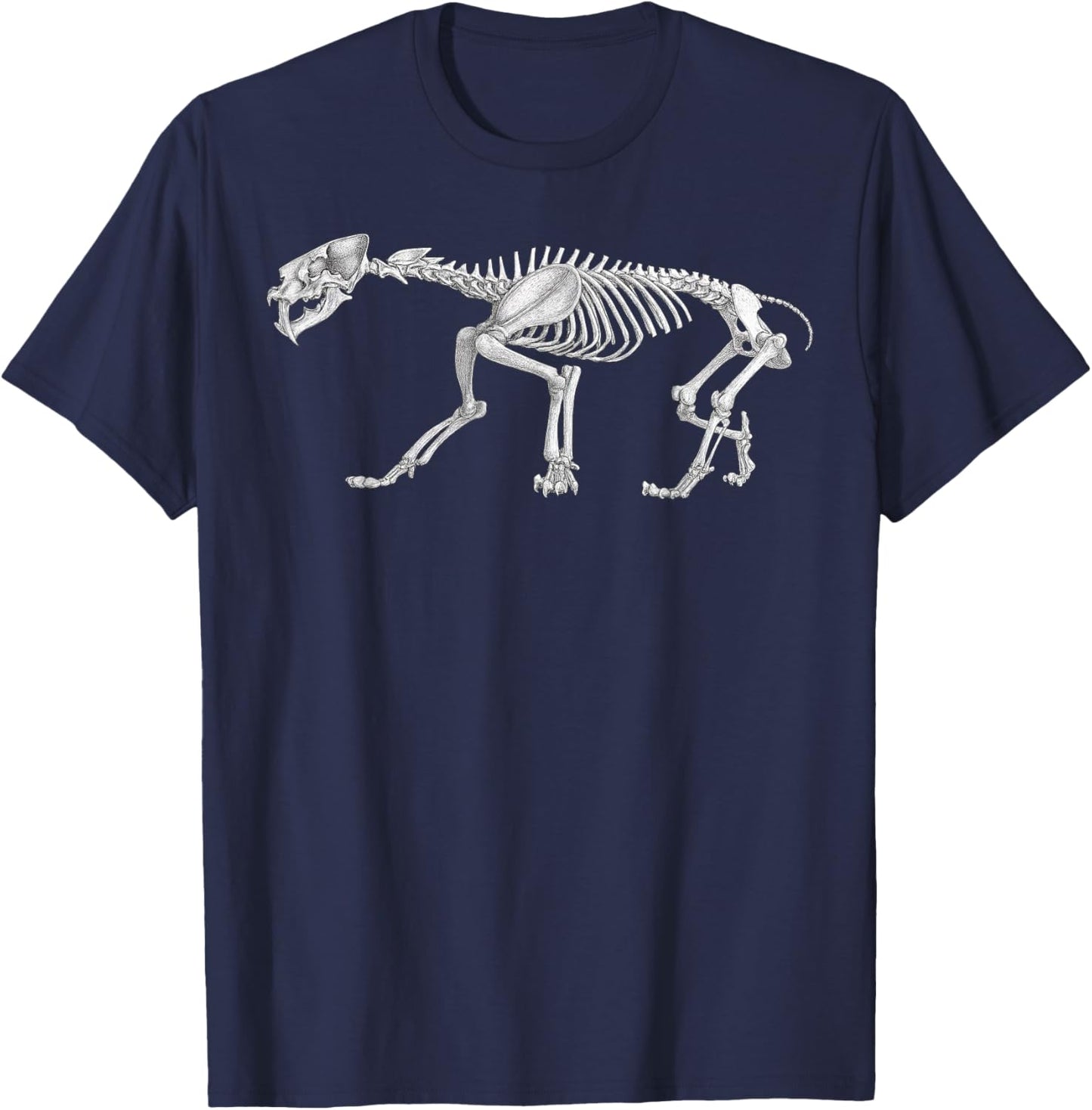 Smilodon fatalis Fossil Paleoart Paleontology Science T-Shirt - T-Shirt | Navy