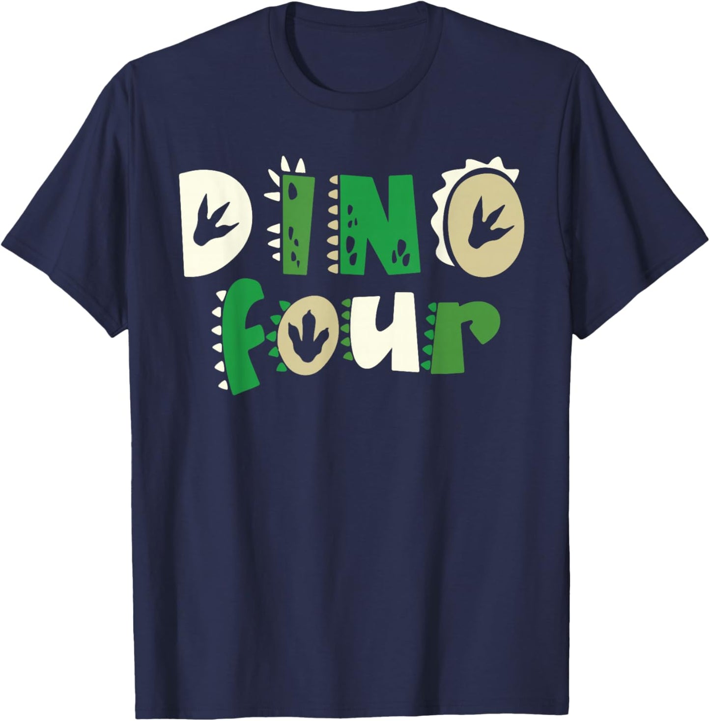 Dino Four Birthday Dinosaur 4th Birthday Matching Family T-Shirt - T-Shirt | Navy
