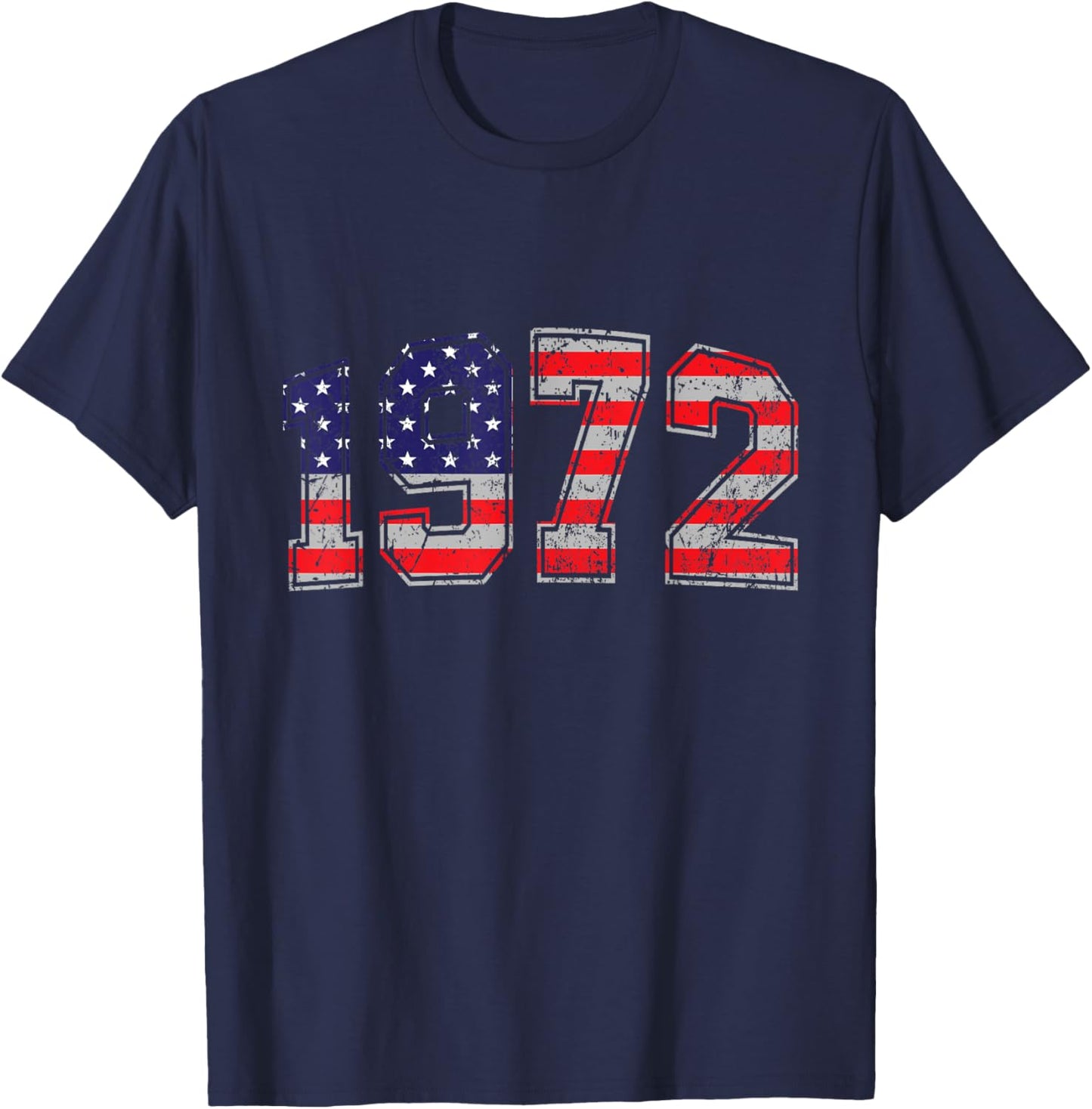 Vintage 1972 52 Years Old American Flag 4th Of July Retro Women Men T-Shirt - T-Shirt | Navy