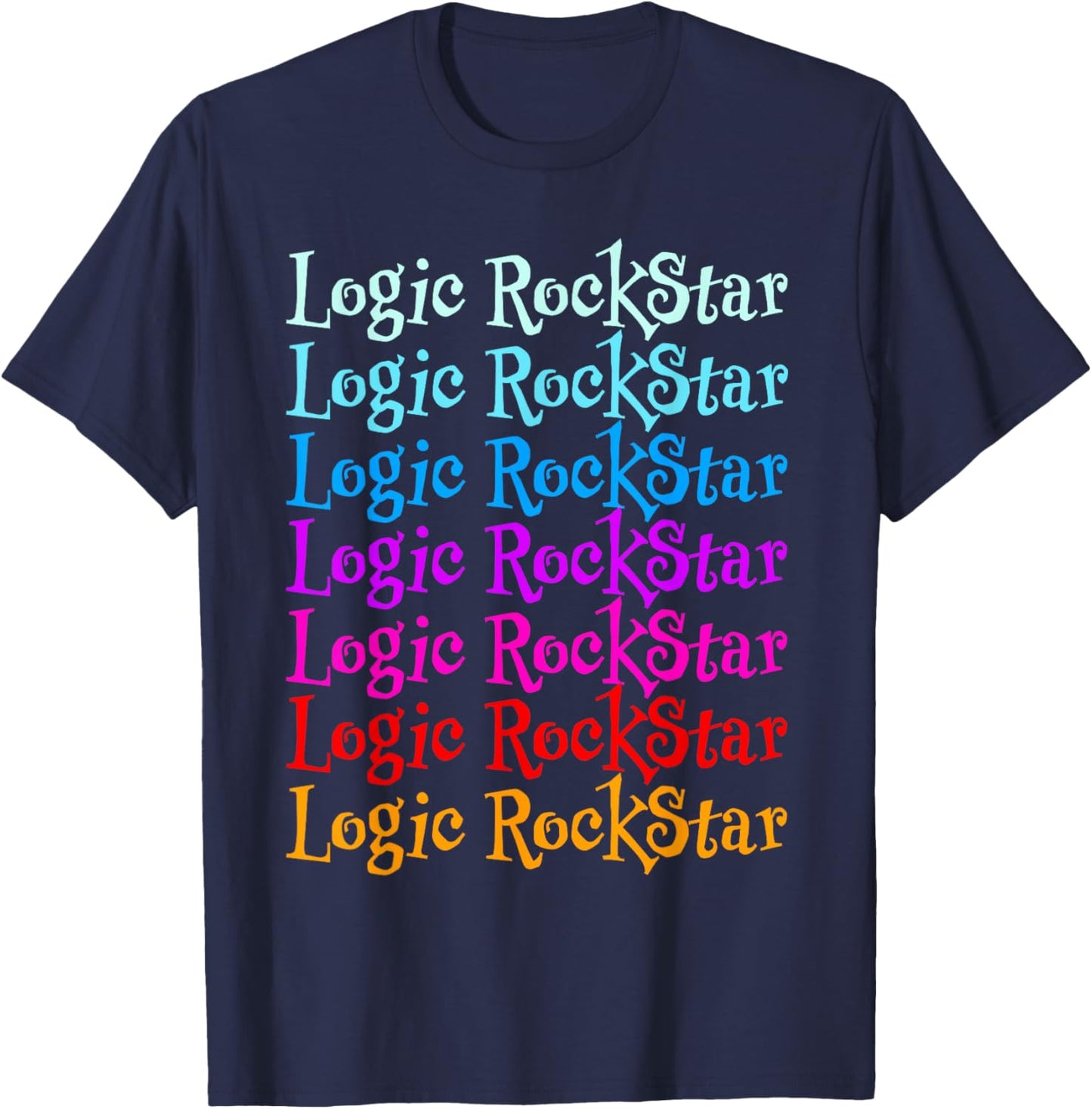 Multicolored Official Logo Design RockStar Original Graphic T-Shirt - T-Shirt | Navy