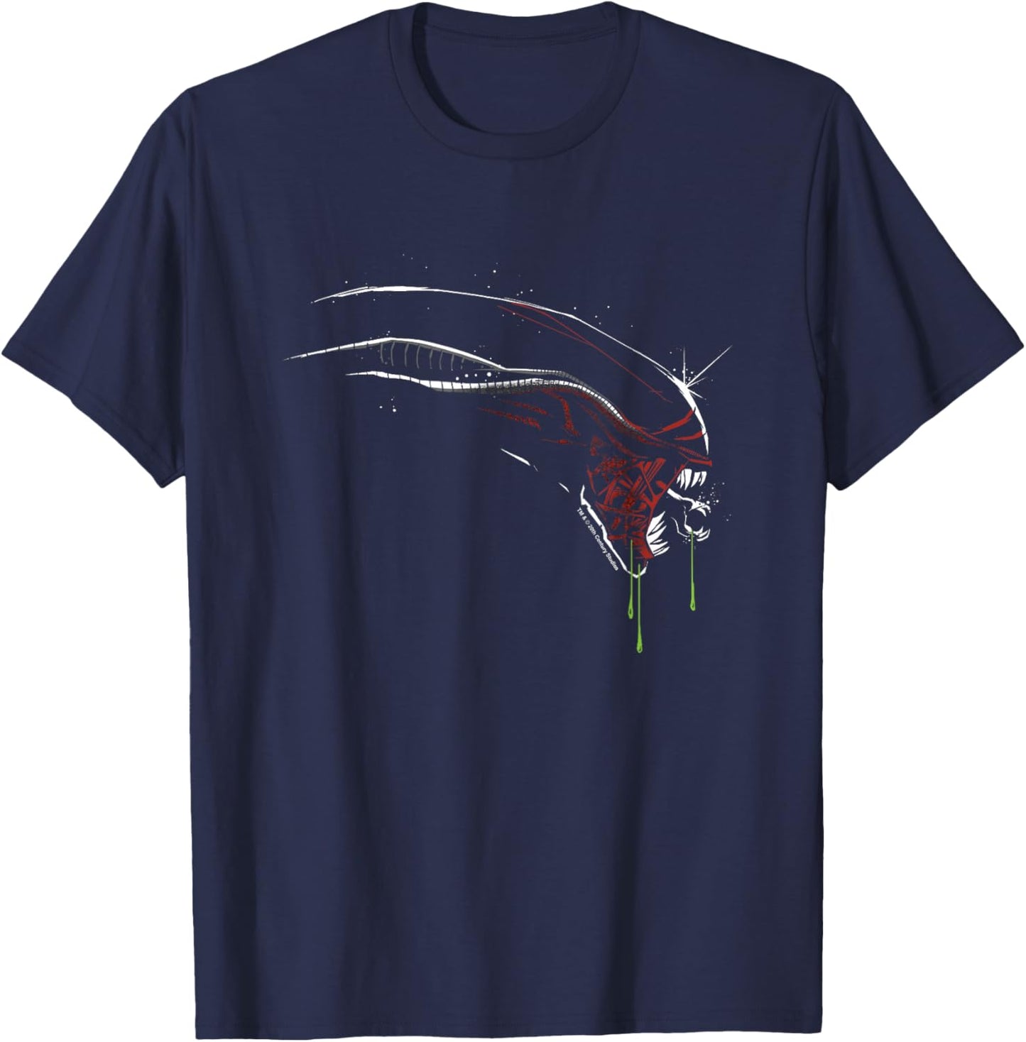 Alien: Romulus Xenomorph Distressed Red Glow Profile T-Shirt - T-Shirt | Navy