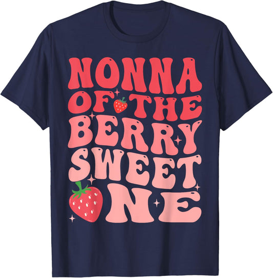 Nonna Of The Berry Sweet One 1st Birthday Strawberry T-Shirt - T-Shirt | Navy