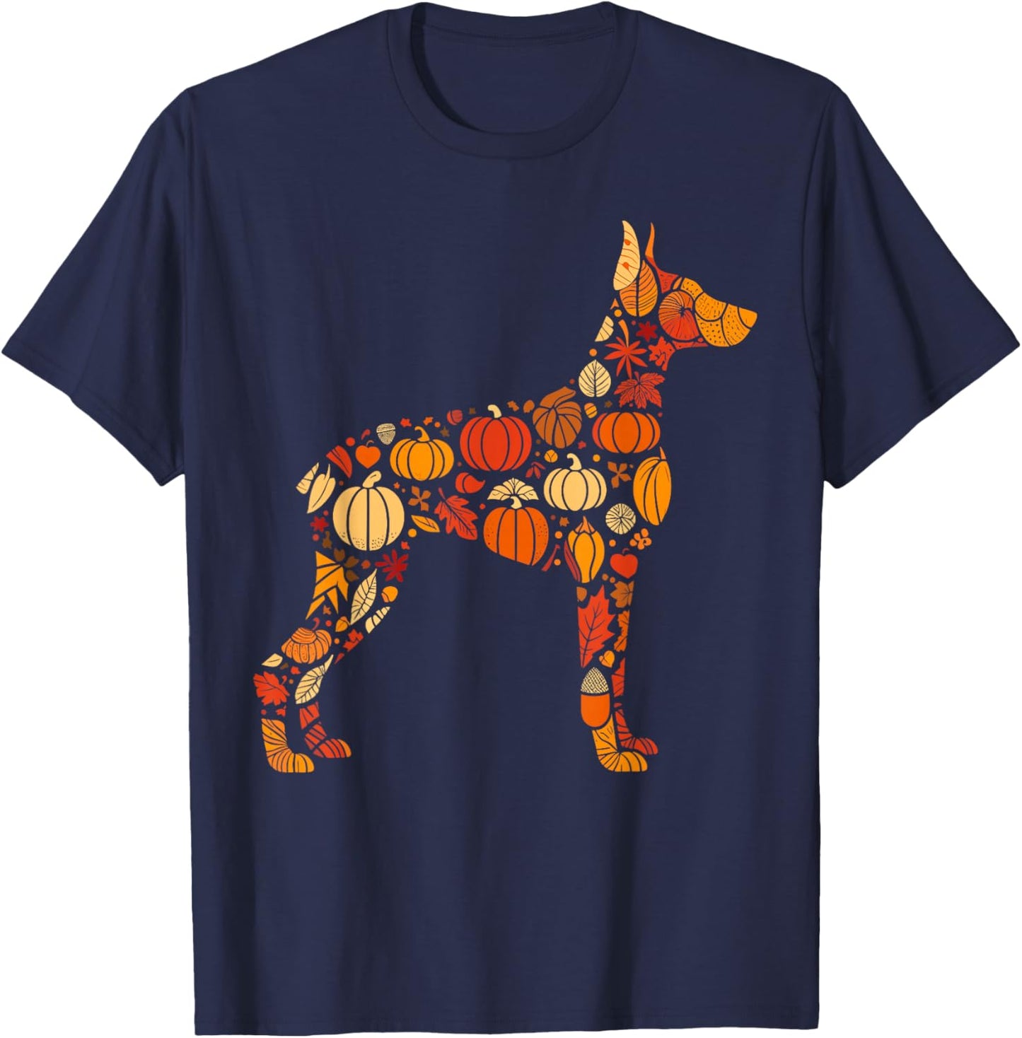 Autumn Pumpkin Doberman Pinscher Thanksgiving T-Shirt - T-Shirt | Navy