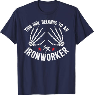 This Girl Belongs to an Ironworker Wife of an Ironworker T-Shirt - T-Shirt | Navy