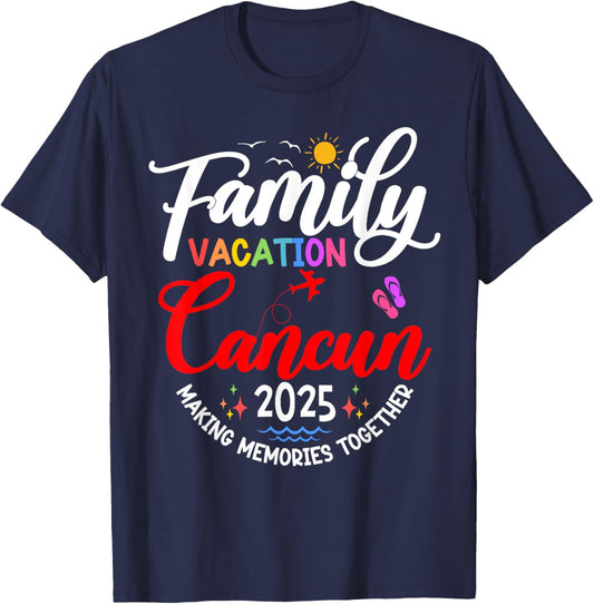 Family Vacation Cancun 2025 Matching Mexico Vacation 2025 T-Shirt - T-Shirt | Navy