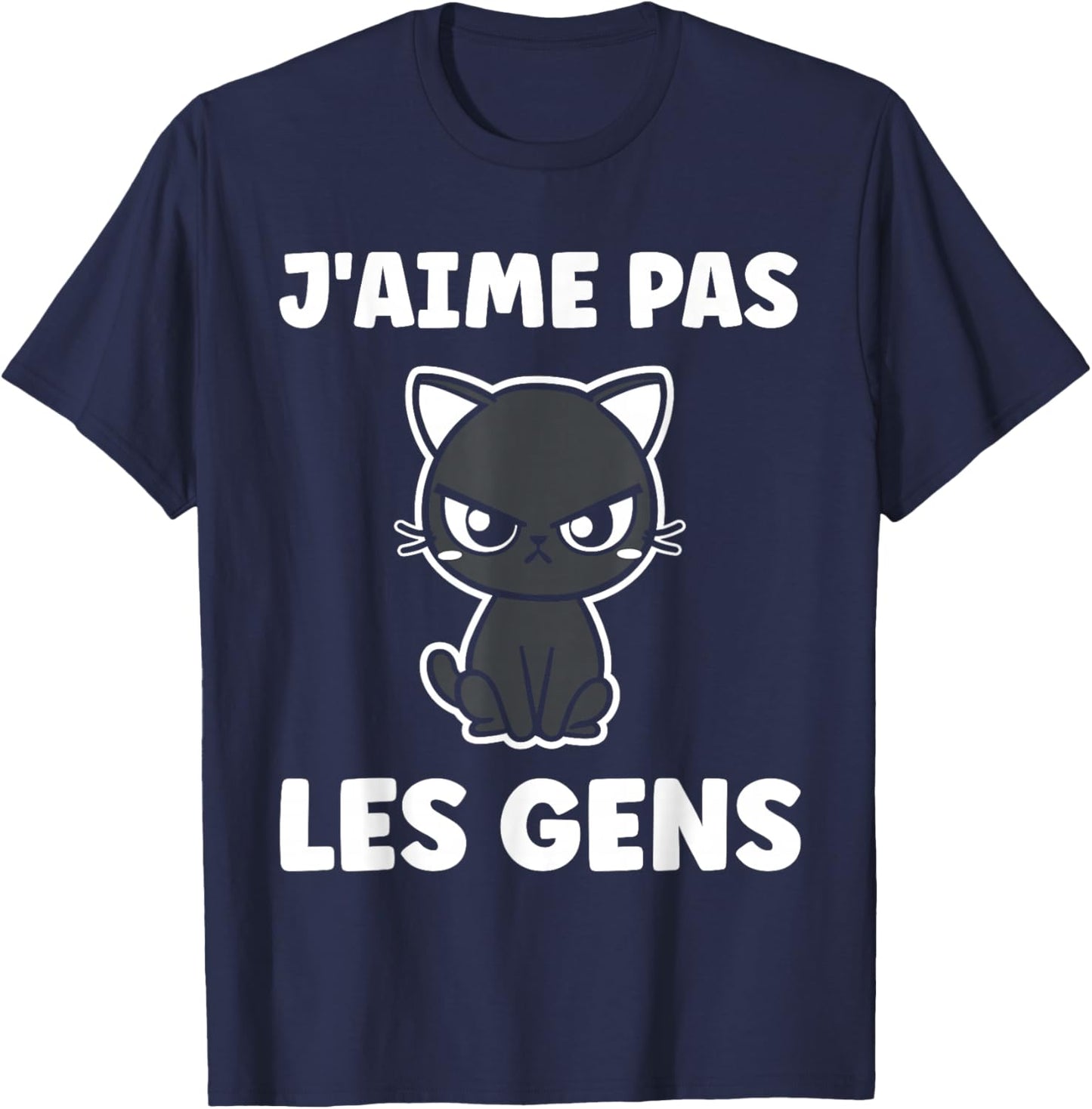 Funny Simple Cat Cute Grunt Funny I Love Not People T-Shirt - T-Shirt | Navy