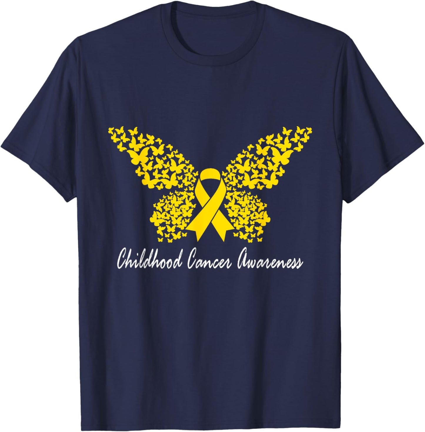 Childhood Cancer Awareness Butterfly T-Shirt - T-Shirt | Navy