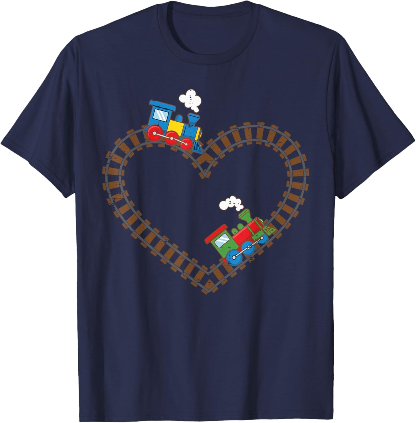 Valentine's Day Trains Heart Shape Toddler Boys Kids T-Shirt - T-Shirt | Navy