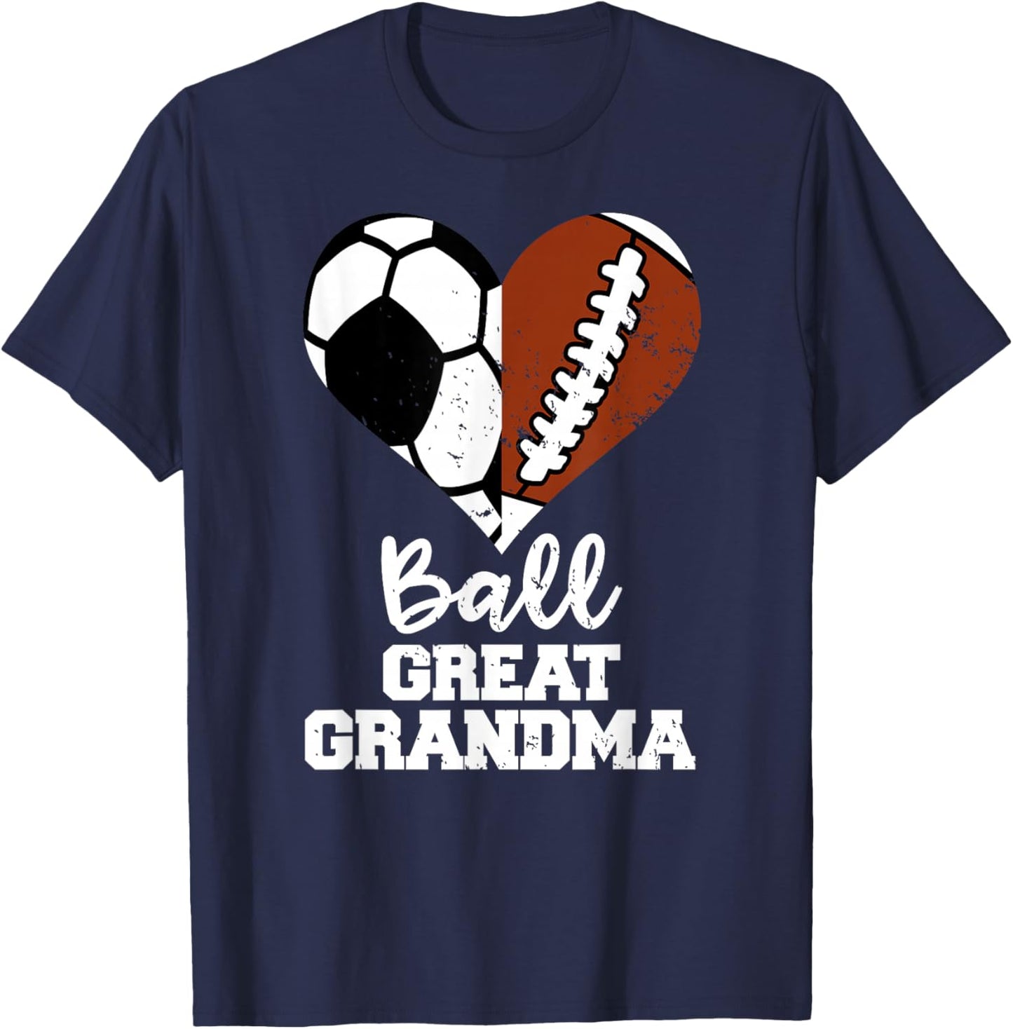 Ball Great Grandma Heart Funny Soccer Football Grandma T-Shirt - T-Shirt | Navy
