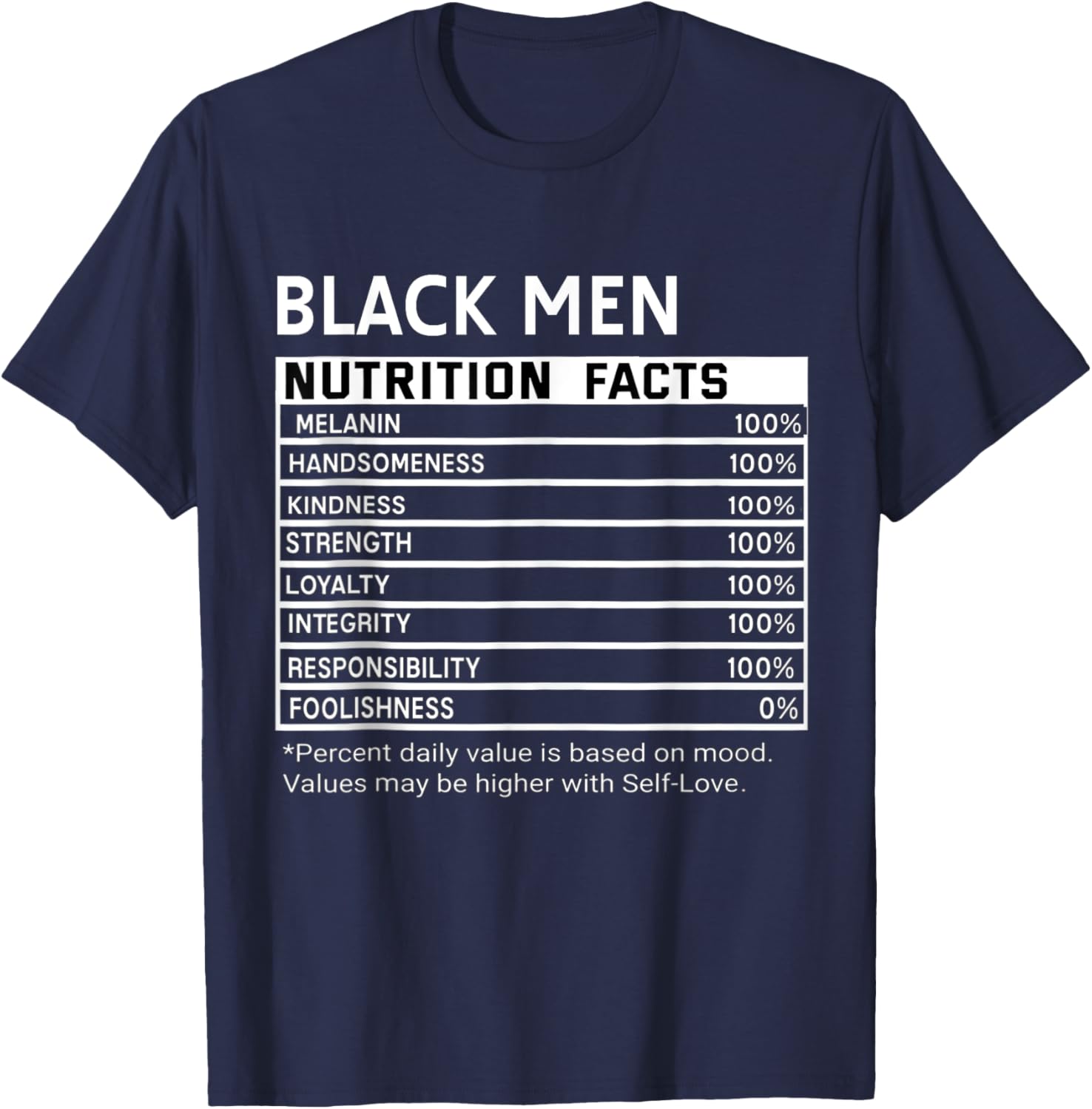 Black History Month Nutrition Facts Black Men Melanin T-Shirt - T-Shirt | Navy
