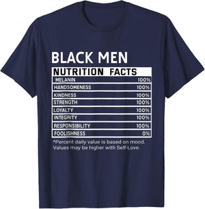Black History Month Nutrition Facts Black Men Melanin T-Shirt - T-Shirt | Navy