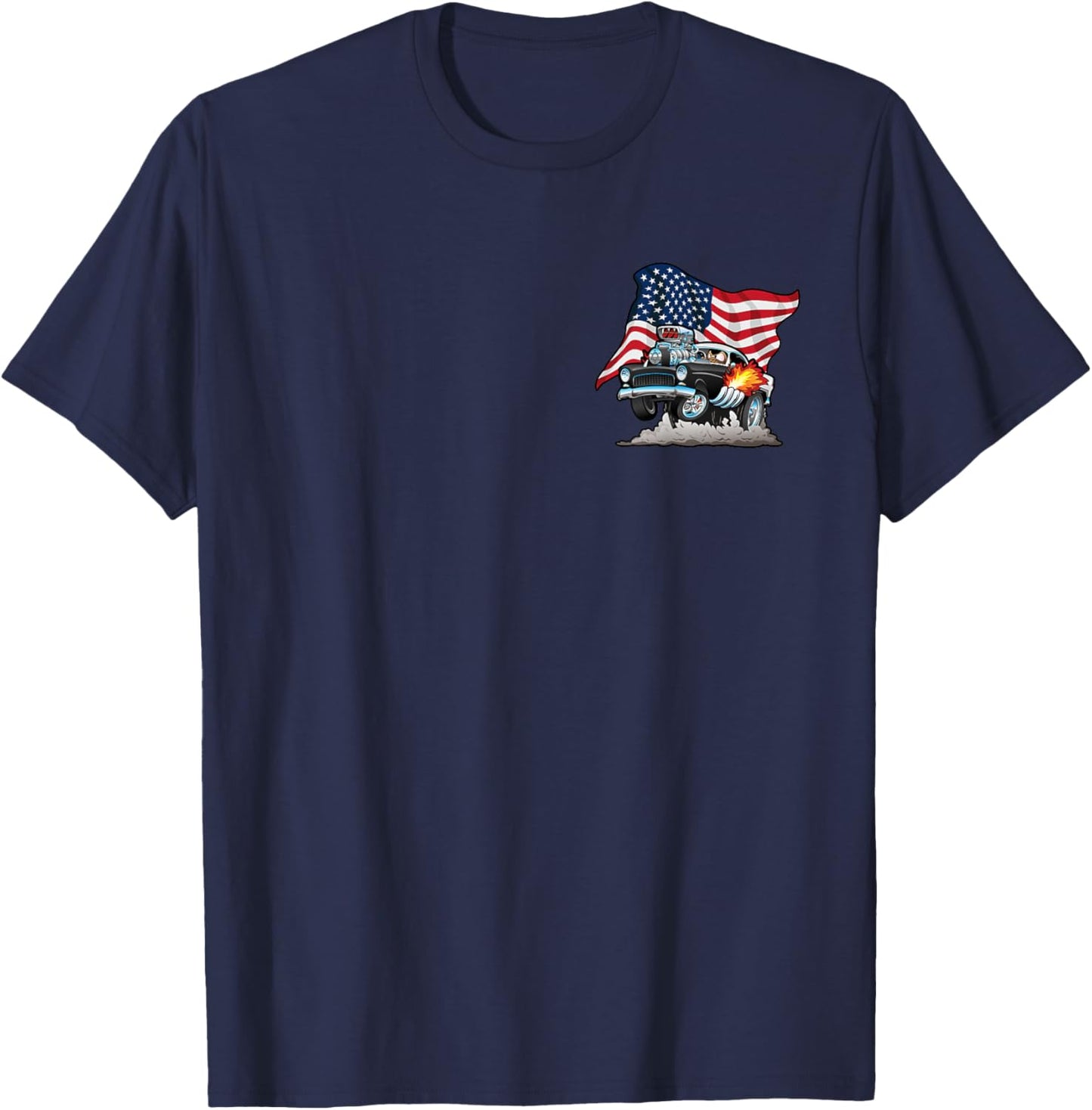 Car Crazy! Muscle Cars Classic Cars Hotrods Cartoon T-Shirt - T-Shirt | Navy